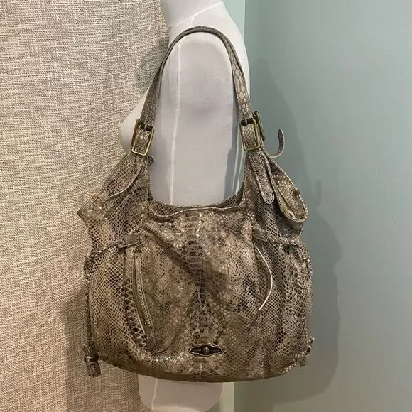 Elliot Lucca Sintra Snakeskin print embossed leather handbag - Picture 3 of 12